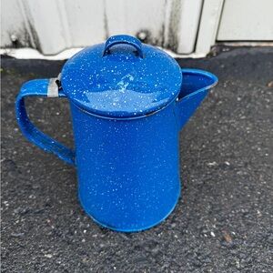 Cinsa Speckled Blue Enamel Campstove Coffee Pot With Lid Country Farmhouse